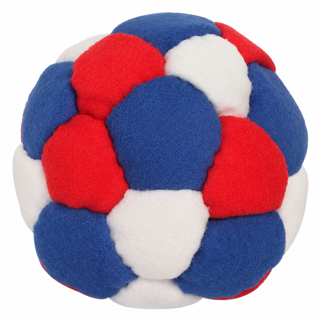 SIICCAR Hand-Sewn Footbags, 32 Panel Sand Filled Juggling Ball-RED BLUE WHITE
