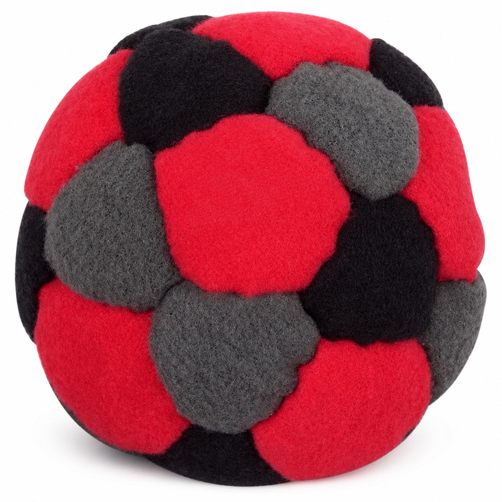 SIICCAR Hand-Sewn Footbags, 32 Panel Sand Filled Juggling Ball-BLACK RED GRAY