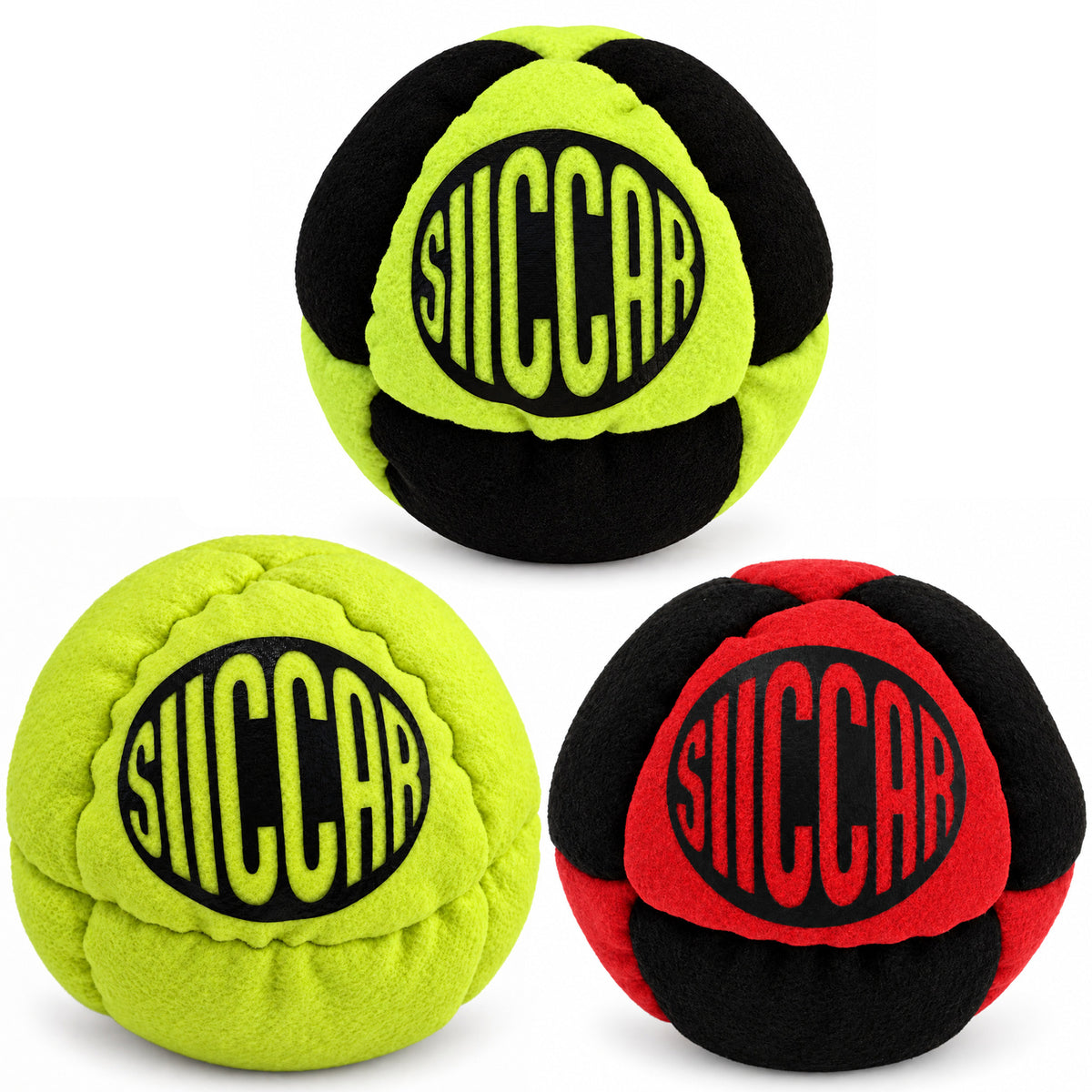 SIICCAR Hand-Sewn Footbag | 8 Panel Sand Filled |-3 PACK